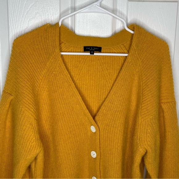 Rag & Bone Liana Merino Wool/Alpaca Blend Chunky Knit Cardigan In Yellow M - Picture 4 of 11
